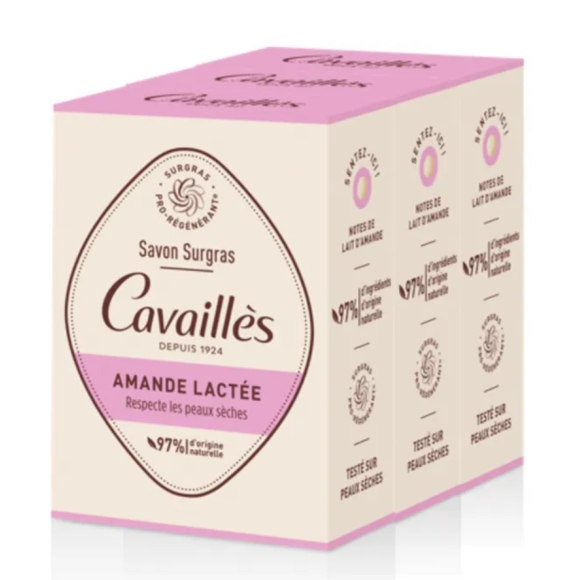 Savon surgras amande lactée Rogé Cavaillès - lot de 3 pains de 200g