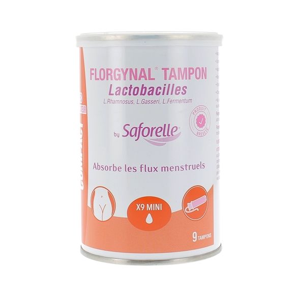 Florgynal tampon probiotique mini avec applicateur Saforelle - boite de 9 tampons