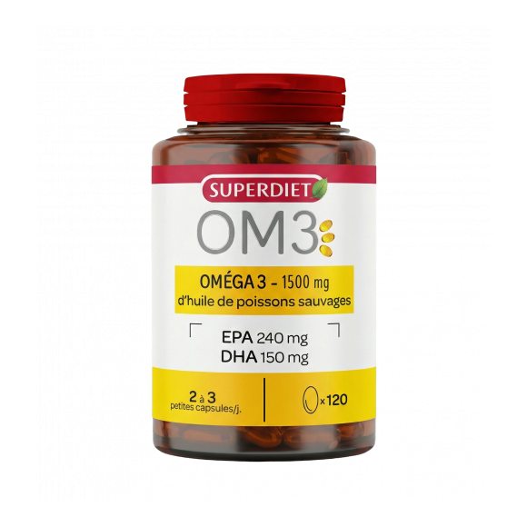 OM3 Oméga 3 1500mg huile de poisson Super Diet - pot de 120 capsules