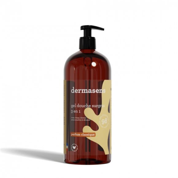 Gel douche surgras 3 en 1 Dermasens Marque Verte - flacon-pompe de 1L