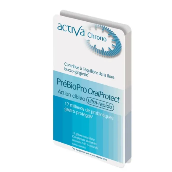 PréBioPro OralProtect équilibre de la flora bucco-gingivale Activa Chrono - boite de 15 gélules