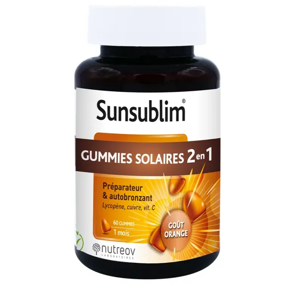 Sunsublim gummies solaires 2 en 1 Nutreov - boîte de 60 gummies