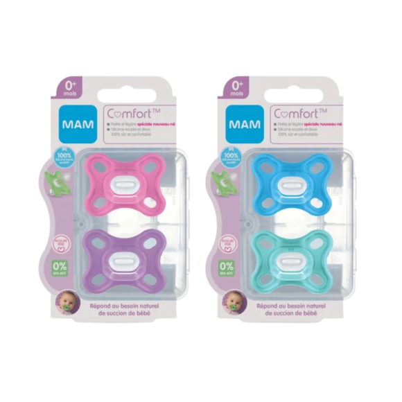 Sucette Comfort spéciale nouveau-né MAM - lot de 2 sucettes