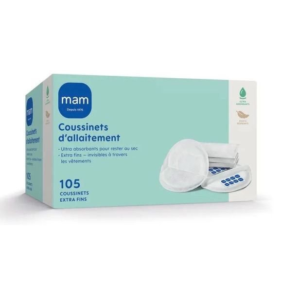 Coussinets d'allaitement extra fins Mam - boite de 105 coussinets