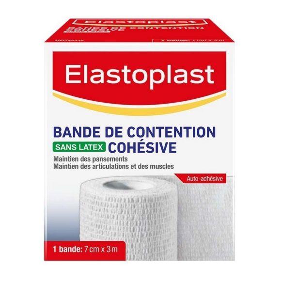 Bande de contention cohésive sans latex Elastoplast - bande de 7cm x 3m coloris blanc