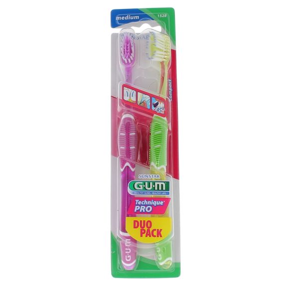 Brosse à dents medium technique pro duo pack Gum - 2 brosses à dents