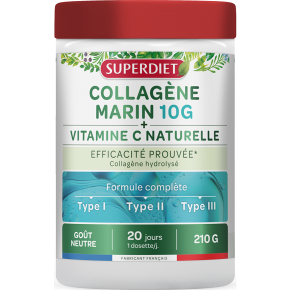 Collagène marin 10g + Vitamine C Superdiet - pot de 210g