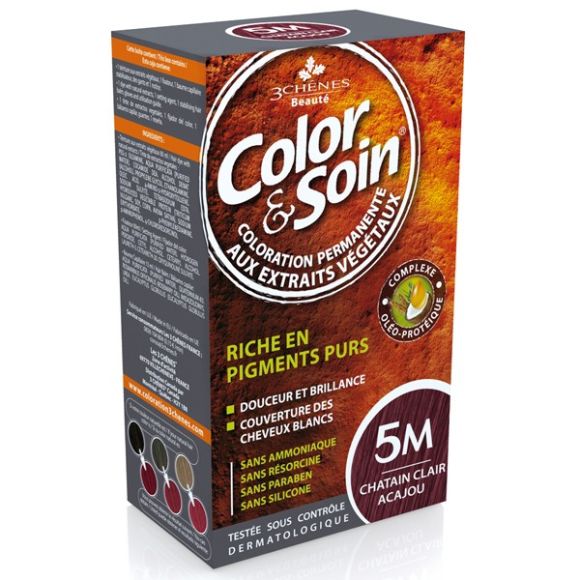 Color & soin coloration permanente Châtain clair acajou 5M Les 3 chênes - 1 kit