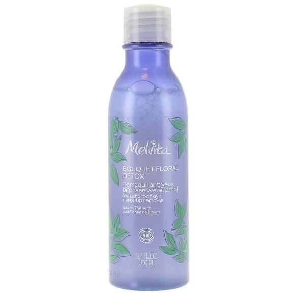 Démaquillant yeux bi-phase bouquet floral détox waterproof bio Melvita - bouteille de 100 ml