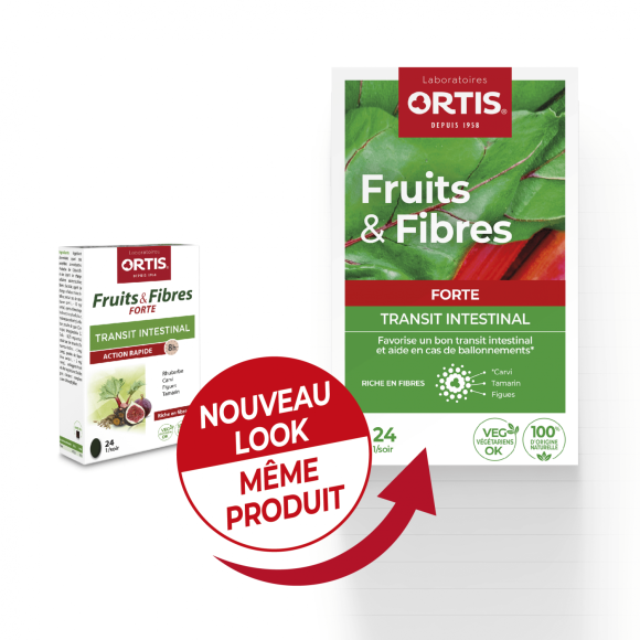 Fruits & Fibres forte Transit intestinal action rapide Ortis - boîte de 24 comprimés