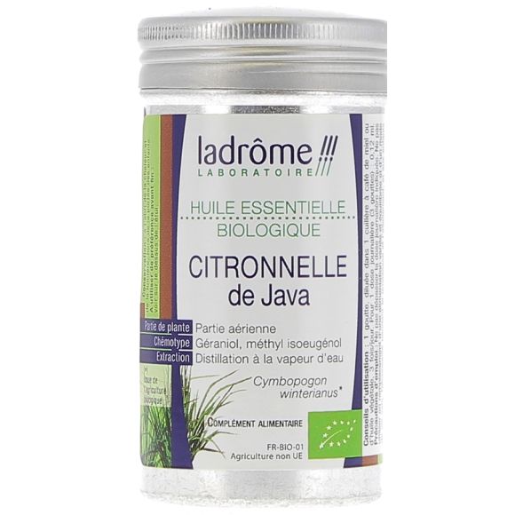 Huile essentielle citronnelle de Java Bio Ladrôme - flacon de 10 ml