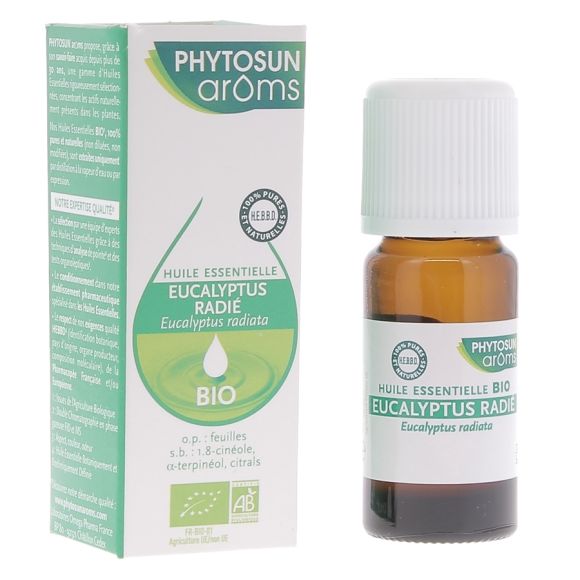 Huile essentielle bio d'Eucalyptus Radiata Phytosun Arôms - flacon de 10 ml