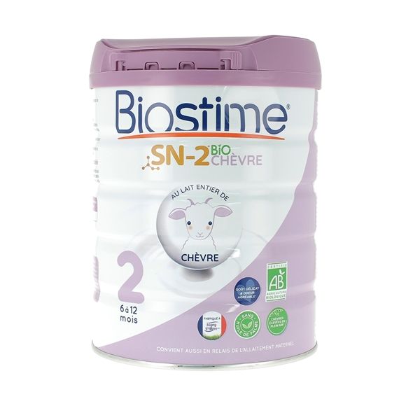 Lait de chèvre en poudre SN-2 2ème âge bio Biostime - pot de 800g