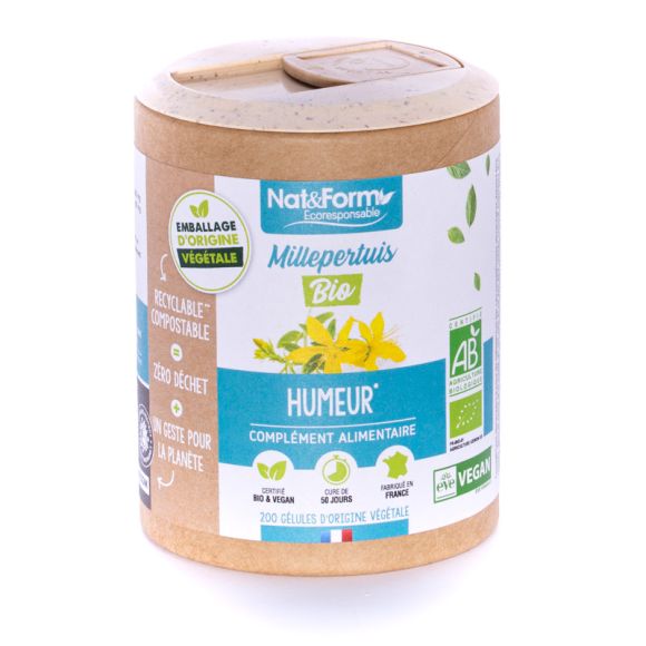 Millepertuis Bio Ecoresponsable Nat&Form - boite de 200 gélules