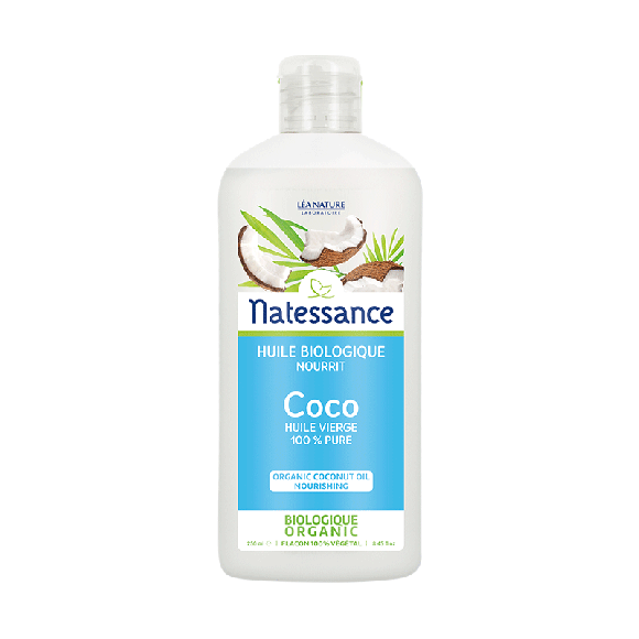 Coco bio huile vierge 100% pure Natessance - flacon de 250 ml