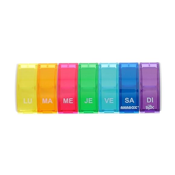 Pilulier 7 cases Box7 multicolore avec séparateur Anabox - un pilulier