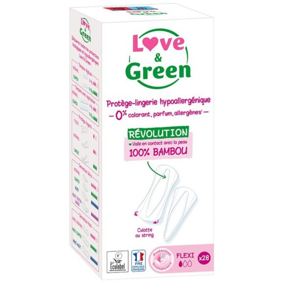 Protège-lingerie hypoallergénique Flexi Love & Green - 28 protège-slips
