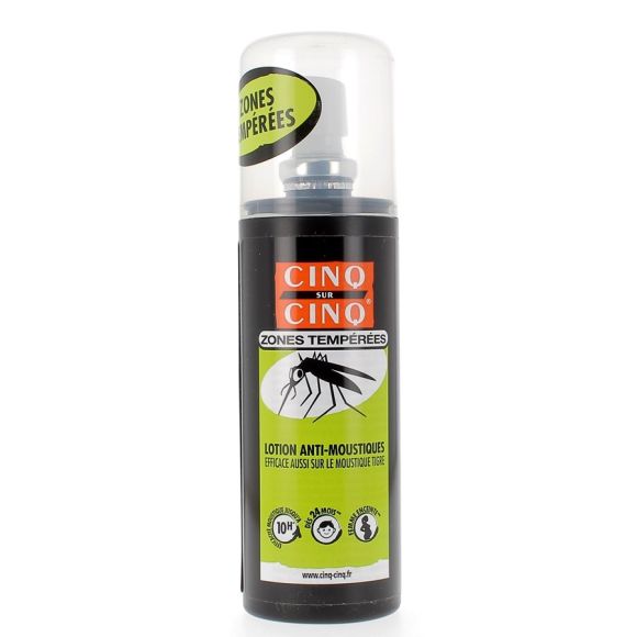 Lotion anti-moustiques zones tempérées Cinq sur cinq - Spray 100 ml