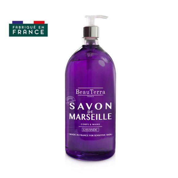 Savon de marseille Lavande Beauterra - flacon-pompe de 1L